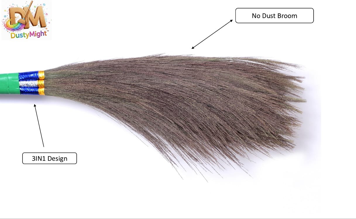 Dusty Might Premium 3-in-1  Design Less Dust Grass Broom  ( Pack Of 2 )