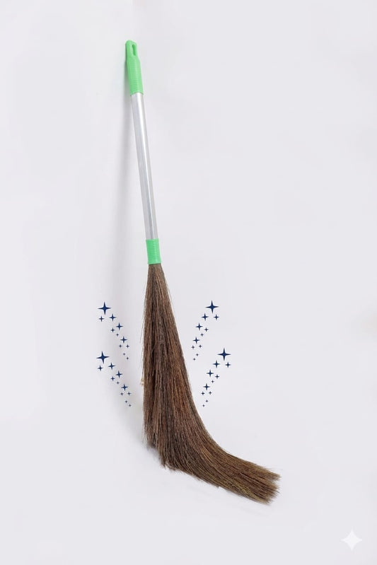 Dusty Might Premium Less-Dust Grass Broom with Stainless Steel Handle For Home/Office Cleaning