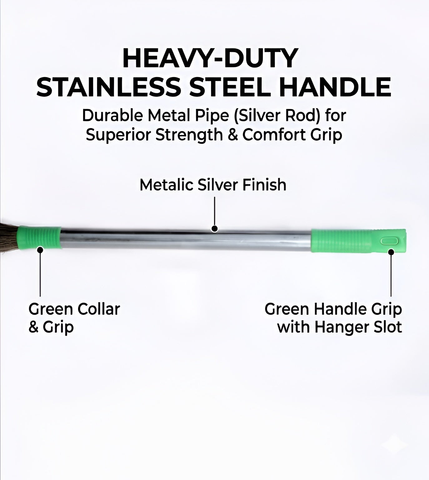Dusty Might Premium Less-Dust Grass Broom with Stainless Steel Handle For Home/Office Cleaning
