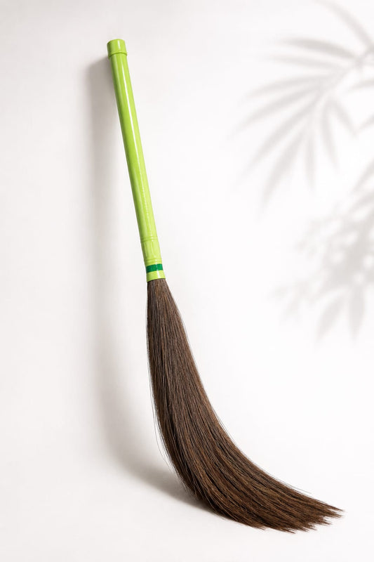 Dusty Might Long Handle Grass Broom with Durable Plastic Grip Handle for Home & Outdoor Cleaning